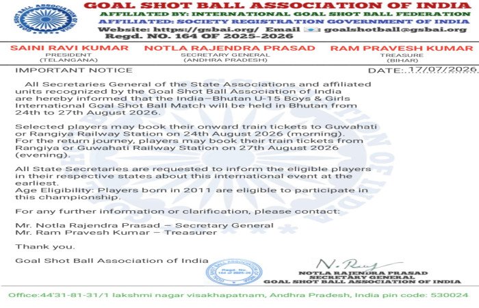 Bhutan U-15 Boys & Girls International Goal Shot Ball